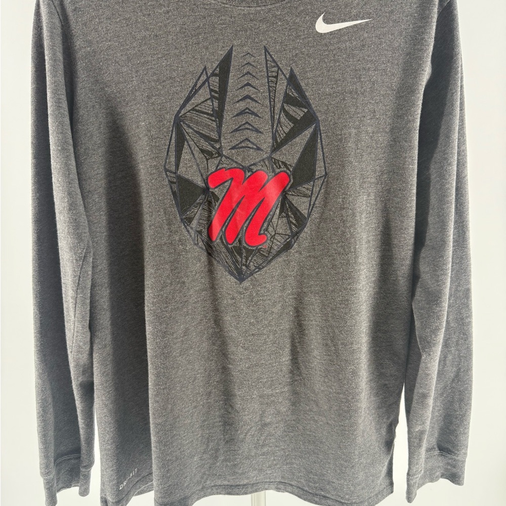 Nike Ole Miss Rebels Football L/S T Shirt University of Mississippi Size Large